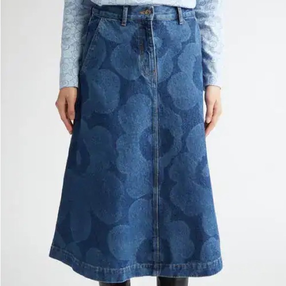 Marimekko Maridenim Suoritus Unikko Midi Skirt - Picture 2 of 4